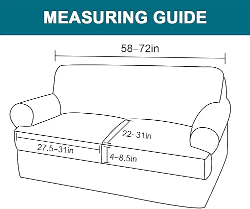 Miniatura 2 de Turquoize Fundas de sofá de 3 piezas para 2 cojines individuales en forma de T, paquete de 2 fundas para silla, color paloma