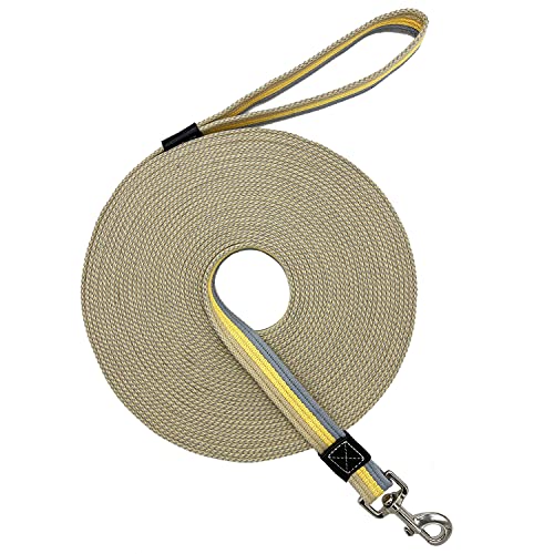 Shorven Cotton Web Strong Dog Trainning Lead Basic Walking Hiking Lead Mid Yellow 30FT/Width 1'
