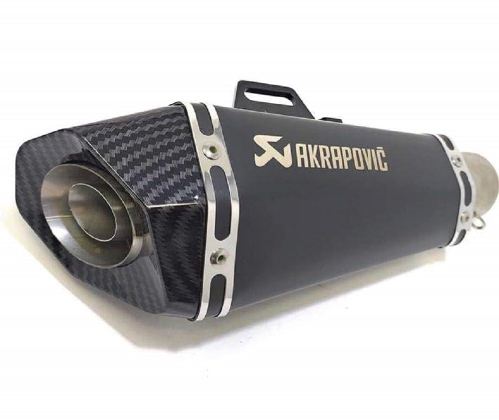 Akrapovic Full Exhaust System Hexa Cut Full Stainless Steel Exhaust Silencer 36-51 mm Muffler Pipe for All Bikes/Motorcycle Pack Of 1(Black with carbon Tip)