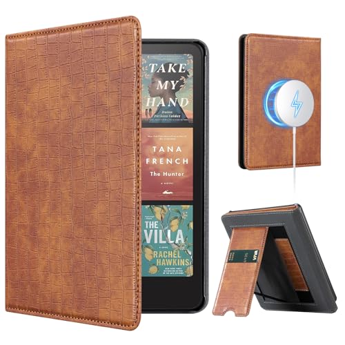 Image of CoBak Stand Case for 7 inch Kindle Paperwhite 12th Gen 2024 and Kindle Colorsoft with Hand Strap - Compatible with iPhone MagSafe, for Samsung /Belkin /Anker Wireless Charging Pads, Durable, Auto Sleep Wake