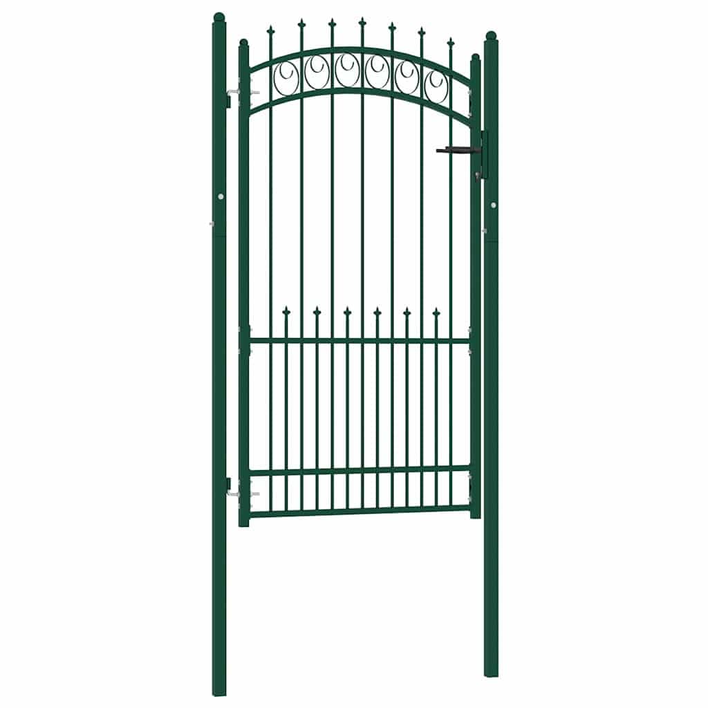 Puerta de valla EMMEN con clavos de acero 104 x 134,5 cm, color verde, galvanizada, robusta puerta de jardín para jardín, patio, terraza, cerradura, seguridad, privacidad, fácil montaje