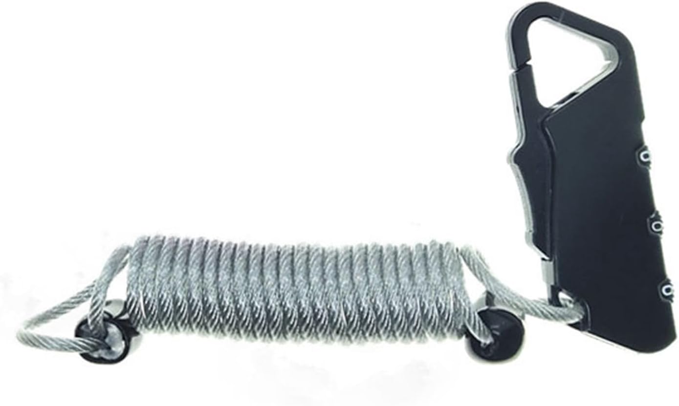 ZJchao Electric Vehicle Helmet Combination Lock Spring Rope Zinc Alloy Padlock Compact Lightweight for Protecting Electric Vehicle Helmet (Black)