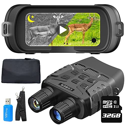 COBER Night Vision Goggles Night Vision Binoculars for Complete Darkness - Digital Infrared Binoculars with Night Vision with 32 GB Memory Card
