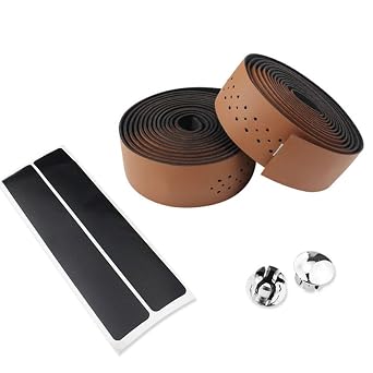 Bicycle Handlebar Tape, 210mm Length PU Leather Punched Handlebar Tapes Antislip Shock Absorption Wear Resistance Bar Tape 2-Pack for Road Bike Riding