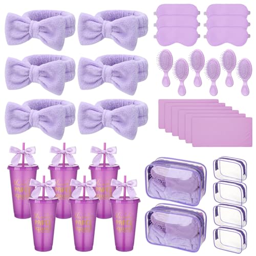 Ovveroche 42 Pcs Spa Sleepover Party Supplies for Women Purple