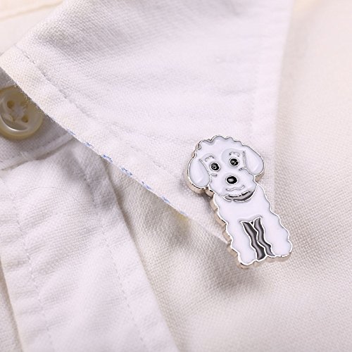 Lovely Pug Dog Brooch Pet Brooch Corsage Metal Pin Badge Dog ID Tags Christmas Birthday Gift 2PCS (White Poodle)4