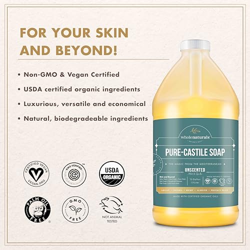 image for WHOLENATURALS Pure Castile Soap Liquid, EWG Verified & Certified Palm 
