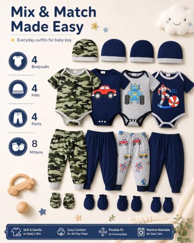 Image of Baby Boy Girl Clothes Preemie Newborn Must Have Infant Essentials Outfits 20 Piece Clothing 0-18 Months