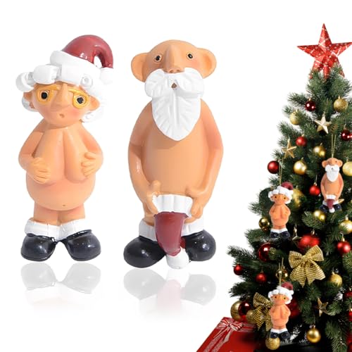 2-teiliges Nackter Weihnachtsmann, Lustige Weihnachtskugeln, Weihnachtsbaum, Baumschmuck Nikolaus, Baumanhänger Weihnachts-Deko Weihnachtsmann Christbaumanhänge
