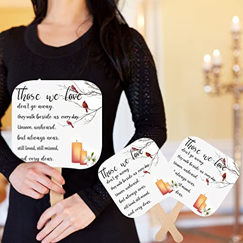 Image of Sherr 50 Pcs Funeral Sympathy Memorial Gifts Favor Bulk Christian Church Fans Handheld Memorial Service Favors Those We Love Don't Go Away Decoration
