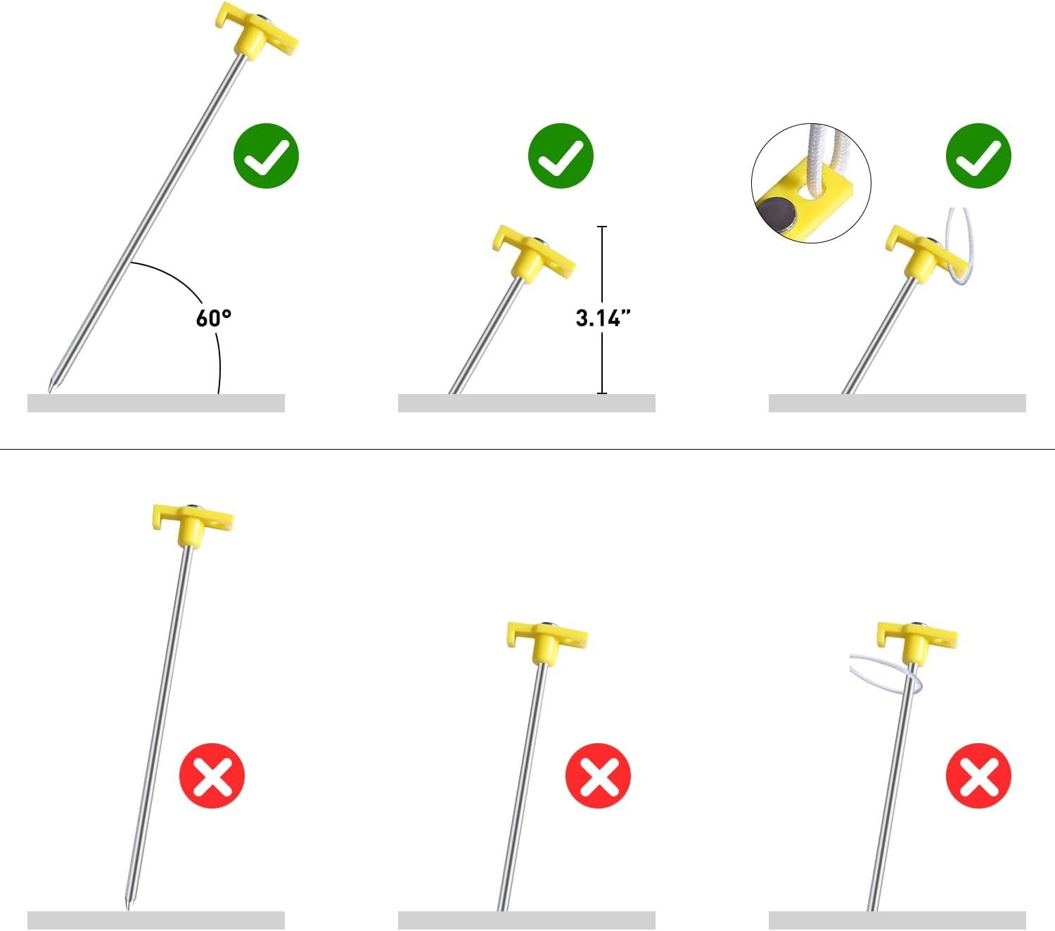 GDY Tent Stakes Camping Tent Stakes, 10pc-Pack, (Yellow).