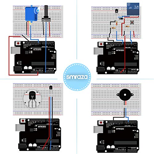 Smraza Ultimate Starter Kit For Arduino R3 Project With Tutorial, 200Pcs Components Compatible With Arduino (67 Items) With 9V 1A Power Supply #TOP3