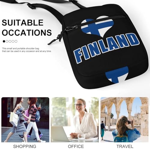 Finnish Flag Love Finland Cute Crossbody Bag Messenger Shoulder Bags with Adjustable Strap4