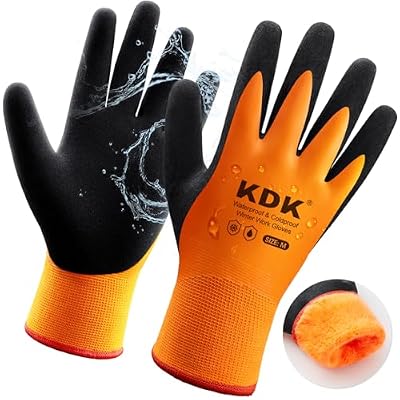 KDK Winter Waterproof Gloves for Men and Women, Work Gloves for Cold Weather, Thermal Insulated Freezer Gloves (XX-Large)