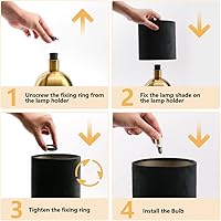 Vista 5 de KUNJOULAM Small Bedside Lamp, Mid Century Lamp with Brass Base, Nightstand Table Lamp for Bedroom, Living Room, Bookshelf, Modern Accent Mini Table