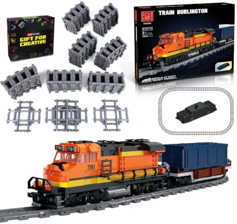 1065 PCS Burlington Train Building Set+103pcs City Train Tracks Extension