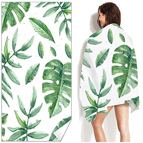 Large Beach Towel 36"X 71" Quick-Dry & Super Absorbent Beach Towels For Beach Pool Bath Camping Travel Swimming Bath Beach Blanket (Green Leaf) #TOP6