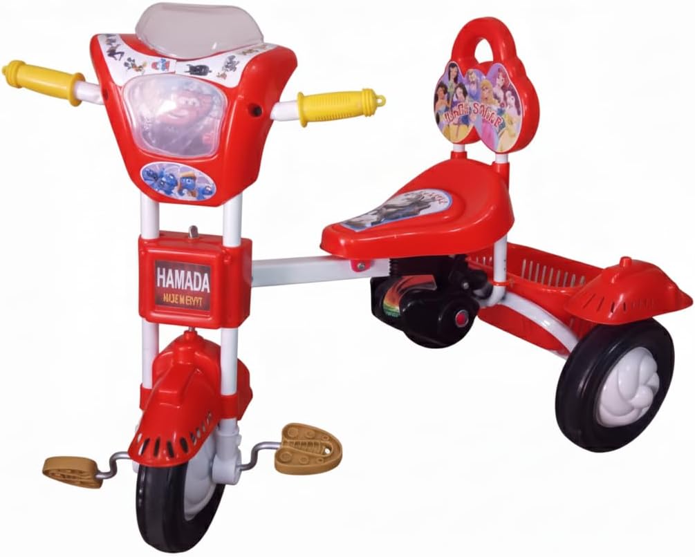 Children's Tricycle with Rear Storage Basket and 3 Wheels, 2-5 Years Old Children's Bike for Boys and Girls (Red)