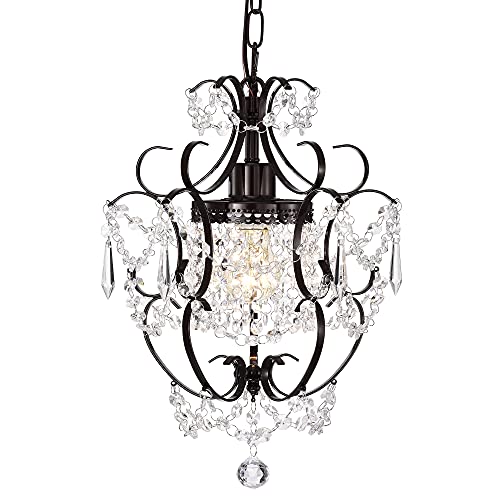 Bronze Chandelier Mini Crystal Chandelier Lighting Small Chandelier 1 Light Vintage Chandeliers with Acrylic Crystals Farmhouse Pendant Light Fixture