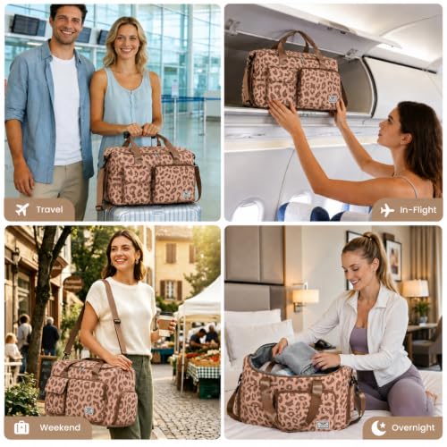Image of FIORETTO Women's Gym Duffle Bag with Shoes Compartment, 30L Capacity, Ideal for Travel, Gym, Sports, Duffel, Weekender