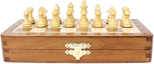 Miniatura 9 de House of Chess - Juego de ajedrez de viaje plegable magnético de madera de 8 pulgadas - Tablero con notación algebraica + 2 peones adicionales y 2