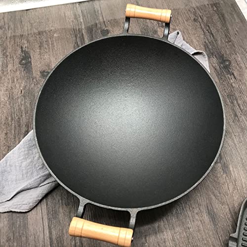 Wok de Hierro Fundido 36 cm con Tapa de Madera miniatura 4