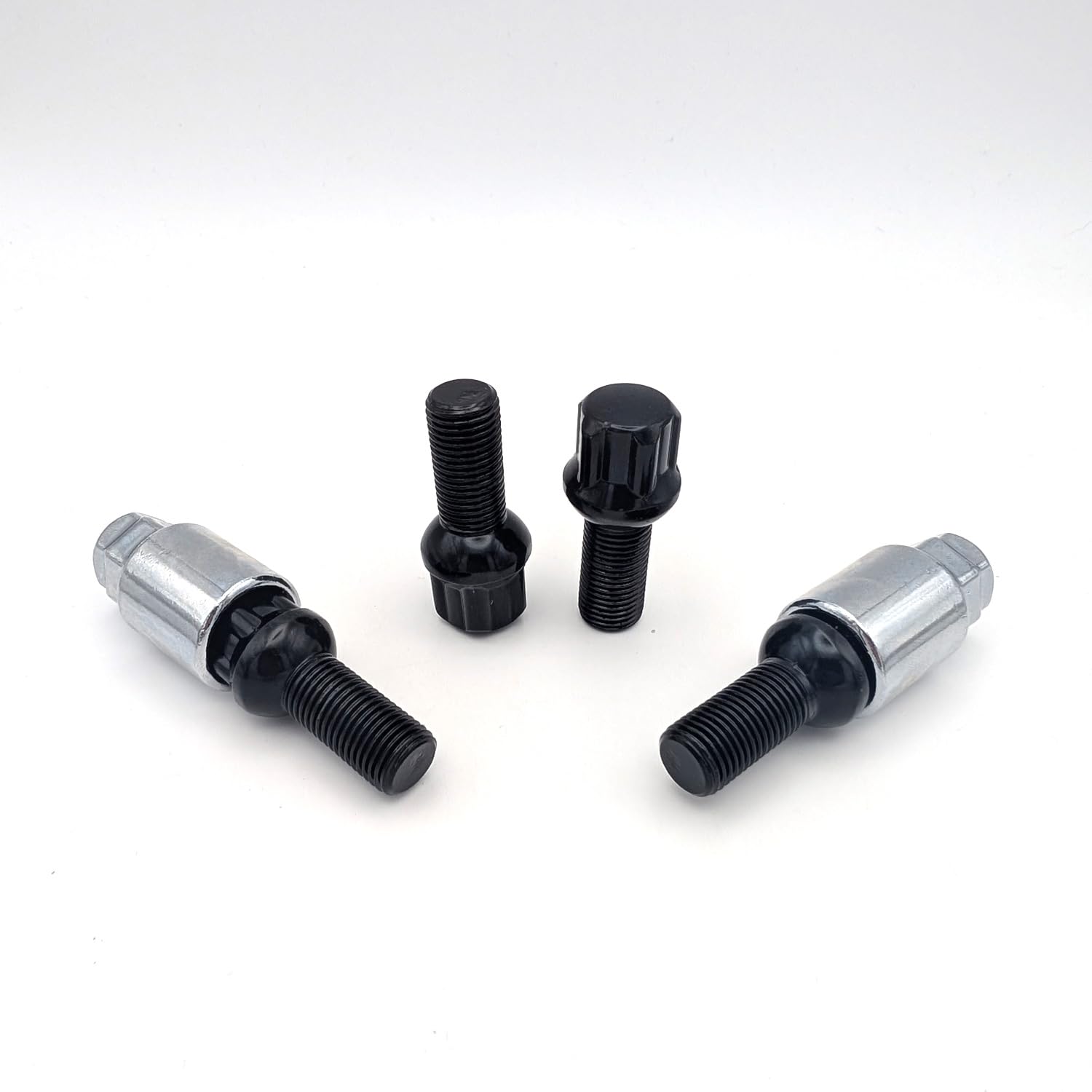 TRACER Lot de boulons de roue antivol M14 x 1,5 27 mm à tête sphérique R13 noir avec 2 adaptateurs compatibles avec Audi, VW, Seat, Skoda