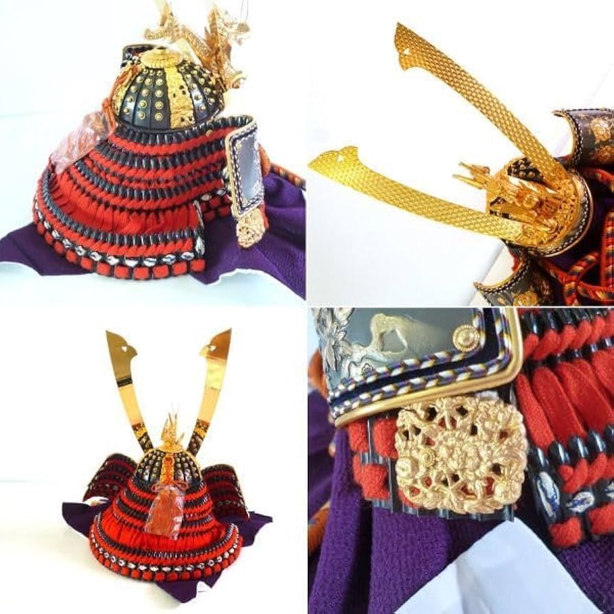 武人作 兜飾り 甲冑 長鍬形 御兜 五月人形 吉祥18号 赤錆威 豪華