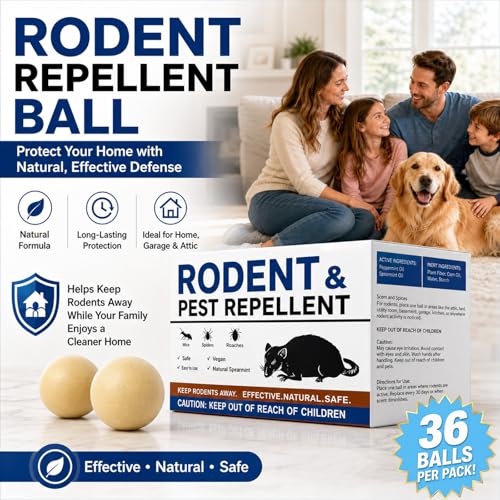 Image of Mouse Repellent Balls 32 Pack, Peppermint Rodent Repellent for Mice and Rats, Natural Mouse Deterrent Indoor Outdoor, Long Lasting Pest Control for Home, Garage, Basement, Attic, Car