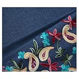 jeansstoff meterware Dünner Gewaschener Jeansstoff, Einseitige Stickerei-reine Baumwolle, Weich und Bequem und Atmungsaktiv, Zur Kleidungskanten, Umhängen, Schürze, Handgefertigten Taschen - 150 Cm