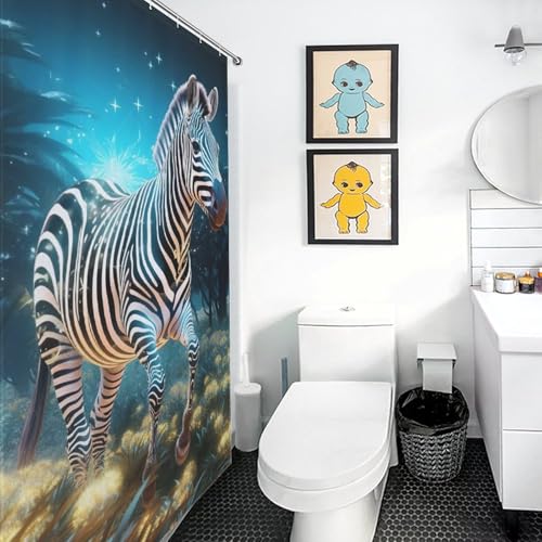 Rideau de bain polyester zèbre imperméable lavable 152x183cm