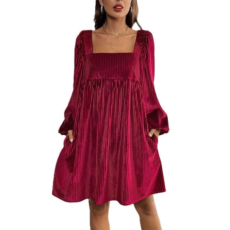 Robe en velours manches longues idéale pour vos soirées habillées et rendez-vous