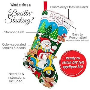Bucilla santas gathering felt applique christmas stocking 18  urban country home decor
