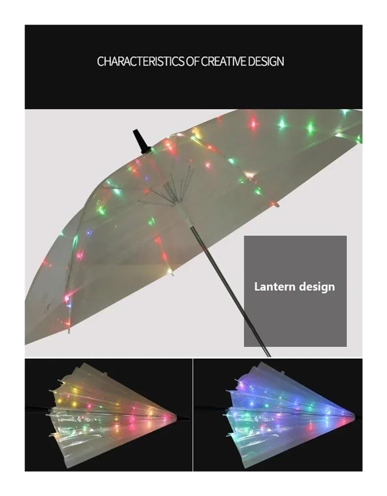 parapluie led Parapluie Led 4 couleurs, parapluies transparents avec lampe torche, for photographie de mariage, fête d'anniversaire, cadeaux de noël(Style D)