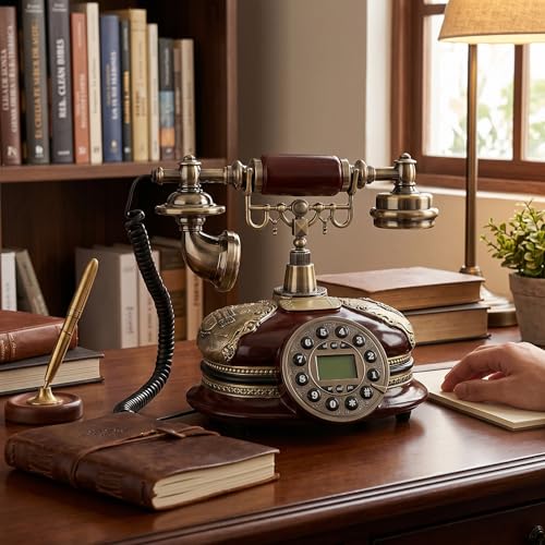 Teléfono fijo vintage Zerone estilo europeo clásico miniatura 2