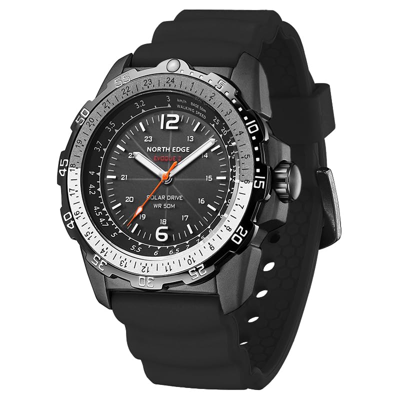 Reloj con energía Solar Digital Reloj de Pulsera de Cuarzo Reloj de Pulsera de 50M Resistente al Agua Reloj Deportivo multifunción de energía cinética con retroiluminación cronómetro