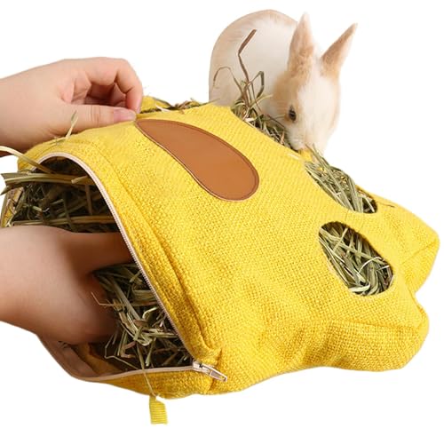 干草ホルダー - 取り付け可能干し草バッグ - 4穴飼料槽 チンチラ ハムスター うさぎ 等の小動物用 ケージ ハッチ 屋内 屋外 対応