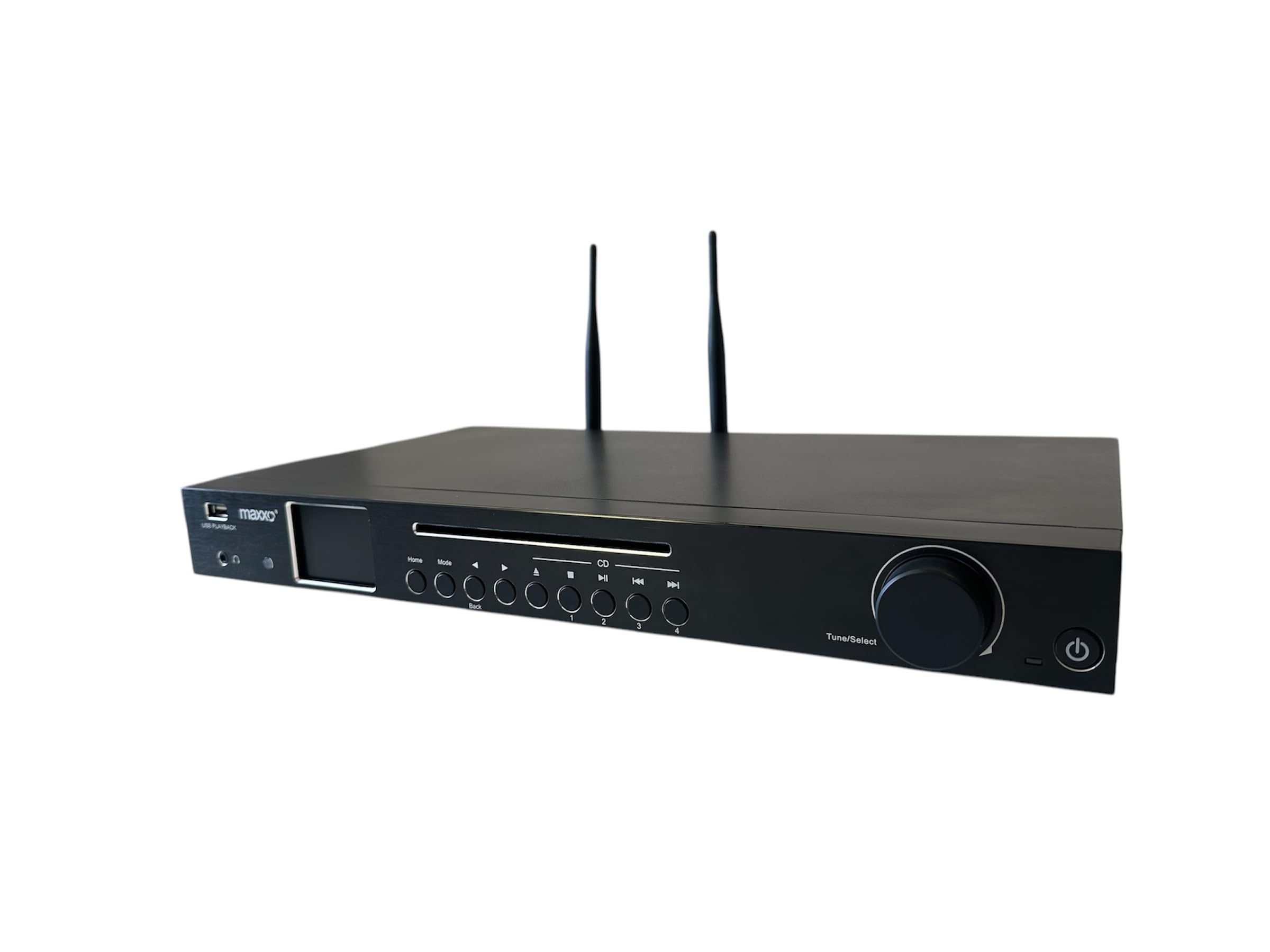 Maxxo TR04CD Hi-FI Tuner, Radio Numérique avec Dab+, FM, Radio Internet, Lecteur CD, Bluetooth, Wi-FI, Spotify, USB, UPnP, RDS, écran Couleur 2,4", réveil, télécommande - Noir