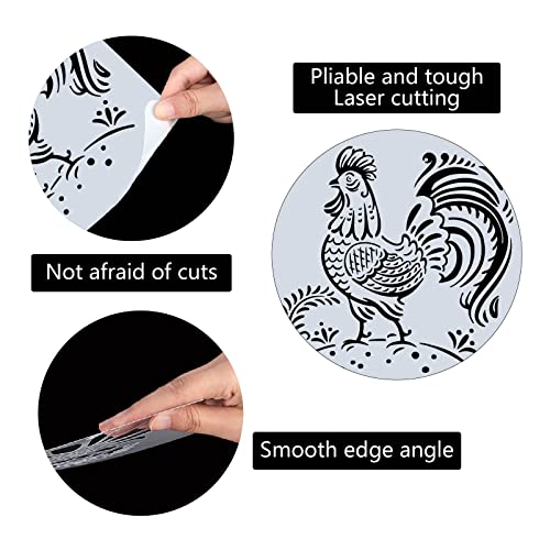 GORGECRAFT 9.9"X9.9"Rooster Stencil Chicken Bird Templates Mandala Farm Animal Plastic Drawing Painting Stencil Celtic Pattern Design Templates for Painting on Wall Canvas Crafts DIY Home Decor - Image 3