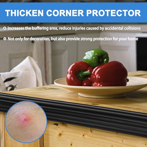 Image of Corner Molding Trim Peel and Stick Wall Corner Protector | Flexible Corner Trim Self Adhesive Inside & Outside Wall Edge Guard Moulding Trim for Edge Use, Black, 1.6'' W x 20' L
