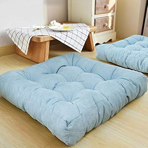 HIGOGOGO Floor Pillow, Square Meditation Pillow for Seating on Floor Solid Thick Tufted Seat Cushion Meditation Cushion for Yoga Living Room Sofa Balcony Outdoor, Sky Blue, 22x22 Inch Cover