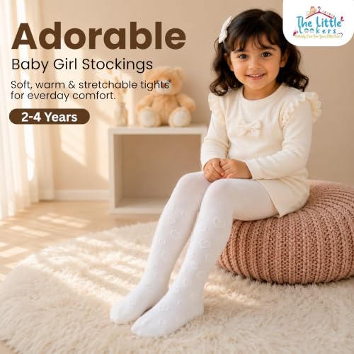 Image of THE LITTLE LOOKERS Baby Tights Thick Toddler Baby Girl Seamless Knit Leggings Thick Solid Cotton Stockings Footed Pants Pantyhose for Years Baby