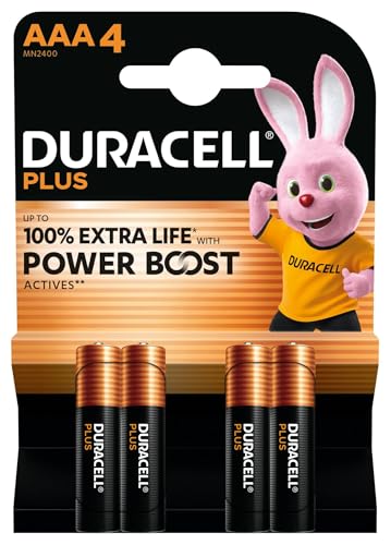 Pack de 4 Piles alcalines Duracell Plus MN2400 AAA 1,5 V Noir et Orange