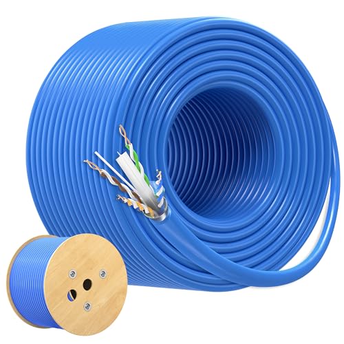 Cable Matters [Ul Listed] 10Gbps In-Wall Riser (Cmr Rated) Cat 6A Bulk Ethernet Cable - 500Ft, 23Awg Solid Copper Cat6A Ethernet Cable Spool, U/Utp, 600Mhz, Poe++ Cat6A Cord, Blue