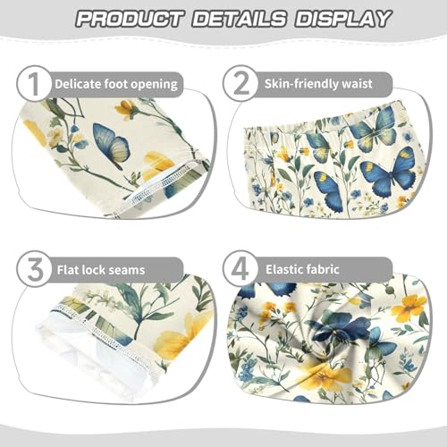 Boccsty Watercolor Butterflies Leaves Flower Girls Leggings Kids Yoga Pants Dance Active Tights 4T3