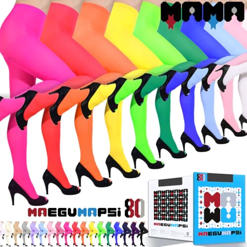 Image of Women's Opaque Tights - 80D Soft Control Top Elastic Colors Fashion High Waist Footed Pantyhose.