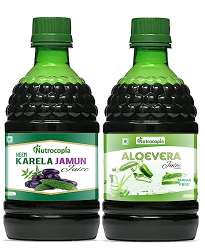 NUTROCOPIA Neem Karela Jamun & Aloevera Juice For Diabetic Care Pack of 2 of 400 ML(800 ML)
