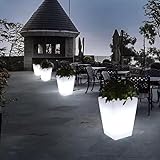 Square LED Flower Pot Light, 16-inch Dimmable LED Light Planter Pot w/Remote, 16 RGB Colors Changing Morden Garden Glowing Flowerpot, Light Up Ice Bucket for Porch Garden Yard Party