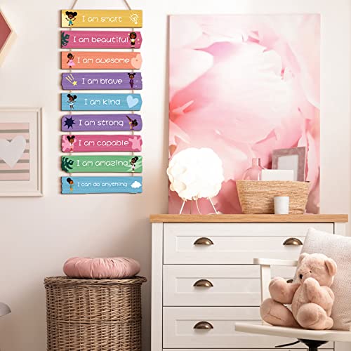 Set Of 9 Black Girl Wall Art Decors Motivational Rustic Wall Hanging Plaque Sign Inspirational African Girl Wall Art Girls Baby Gifts Girls Bedroom Motivational Art For Kids Teen Girls Room Wall Decor #TOP3