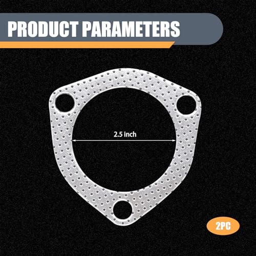 Image of Tesnaao 2 PCS Car Exhaust Pipe Interface Gasket, 2.5 inch Stainless Steel Three-hole High Temperature Resistant Sealed Exhaust Silencer Gasket, Multi-functional Replacement Accessory, for Cars (Silver)